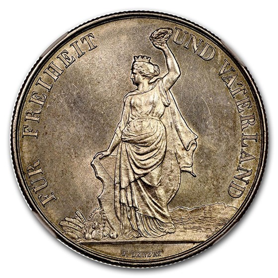 1872 Switzerland Zurich Shooting Thaler 5 Francs MS-64 NGC 1872 Switzerland Zurich Shooting Thaler 5 Francs MS-64 NGC